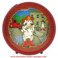 Tirelires musicales anim&eacute;es Tirelire musicale anim&eacute;e : tielire musicale anim&eacute;e en bois avec chien pompier
