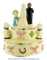 Bo&icirc;tes &agrave; musique pour mariages Bo&icirc;te &agrave; musique humoristique en r&eacute;sine sur le th&egrave;me du mariage : bo&icirc;te &agrave; musique Trousselier avec g&acirc;teau des mari&eacute;s