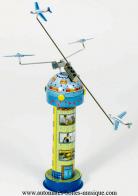 Jouets m&eacute;caniques en m&eacute;tal Jouet m&eacute;canique en m&eacute;tal de collection : jouet m&eacute;canique tour de contr&ocirc;le avec avions