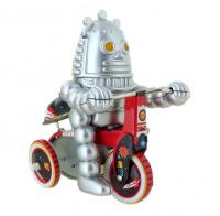 Jouets mécaniques en métal, tôle ou fer blanc Robot mécanique en métal, tôle et fer blanc : robot mécanique en métal "Robot au tricycle"