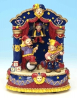 Jouets musicaux en porcelaine/polystone Jouet musical en polystone : jouet automate musical avec bouffons