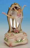 Jouets musicaux en porcelaine/polystone Jouet musical en porcelaine : jouet musical ballerine avec bo&icirc;te &agrave; musique