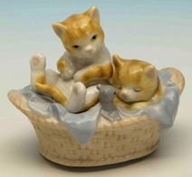 Jouets musicaux en porcelaine/polystone Jouet musical en porcelaine : jouet automate musical avec chats