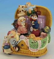 Jouets musicaux en porcelaine/polystone Jouet musical en polystone : jouet automate musical avec chats