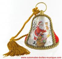 Boules musicales pour sapins de No&euml;l Bo&icirc;te &agrave; musique cloche musicale de No&euml;l pour sapin : cloche musicale avec d&eacute;cor P&egrave;re No&euml;l et jouets