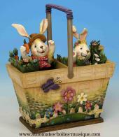 Jouets musicaux en bois Jouet musical en bois : jouet automate avec lapins