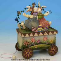 Jouets musicaux en bois Jouet musical en bois : jouet automate avec lapins