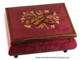 Bo&icirc;tes &agrave; bagues musicales traditionnelles &eacute;conomiques Bo&icirc;te &agrave; bagues musicale rose : bo&icirc;te &agrave; bagues avec marqueterie instruments de musique