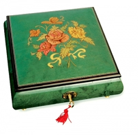 Boîtes à bijoux musicales Boîte à bijoux musicale : boîte à bijoux de 30 lames avec marqueterie bouquet de fleurs