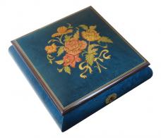 Boîtes à bijoux musicales Boîte à bijoux musicale : boîte à bijoux de 18 lames avec marqueterie bouquet de fleurs