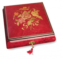 Bo&icirc;tes &agrave; bijoux musicales lut&egrave;ce cr&eacute;ations 18 et 30 lames Bo&icirc;te &agrave; bijoux musicale : bo&icirc;te &agrave; bijoux de 30 lames avec marqueterie bouquet de fleurs