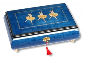 Bo&icirc;tes &agrave; bijoux musicales lut&egrave;ce cr&eacute;ations 18 et 30 lames Bo&icirc;te &agrave; bijoux musicale : bo&icirc;te &agrave; bijoux de 30 lames avec marqueterie 3 ballerines