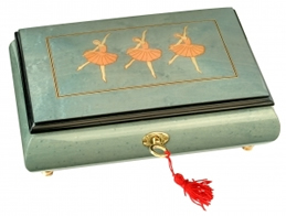 Bo&icirc;tes &agrave; bijoux musicales lut&egrave;ce cr&eacute;ations 18 et 30 lames Bo&icirc;te &agrave; bijoux musicale : bo&icirc;te &agrave; bijoux de 18 lames avec marqueterie 3 ballerines