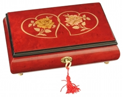 Bo&icirc;tes &agrave; bijoux musicales lut&egrave;ce cr&eacute;ations 18 et 30 lames Bo&icirc;te &agrave; bijoux musicale : bo&icirc;te &agrave; bijoux de 30 lames avec marqueterie coeurs et fleurs
