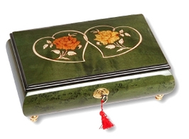 Bo&icirc;tes &agrave; bijoux musicales lut&egrave;ce cr&eacute;ations 18 et 30 lames Bo&icirc;te &agrave; bijoux musicale : bo&icirc;te &agrave; bijoux de 30 lames avec marqueterie coeurs et fleurs