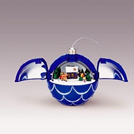 Boules musicales pour sapins de No&euml;l Boule musicale pour sapin de No&euml;l avec sc&egrave;ne anim&eacute;e : boule musicale bleue