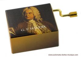 Boîtes à musique à manivelle en carton illustré Boîte à musique à manivelle de luxe "Grands compositeurs" : boîte à musique à manivelle "Händel"