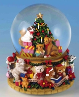 Boules &agrave; neige musicales de noel Boule &agrave; neige musicale de no&euml;l : boule &agrave; neige musicale no&euml;l des chiens