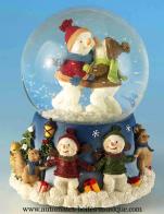 Boules &agrave; neige musicales de No&euml;l Boule &agrave; neige musicale de no&euml;l : boule de neige bonshommes de neige dansants