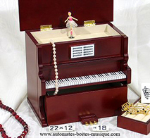 Instruments de musique miniature en bois Instrument de musique miniature : bo&icirc;te &agrave; musique piano droit avec ballerine dansante