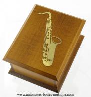 Petites bo&icirc;tes &agrave; musique en bois Petite bo&icirc;te &agrave; musique en bois de 18 notes : bo&icirc;te &agrave; musique saxophone
