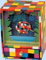 Bo&icirc;tes &agrave; musique avec animaux Bo&icirc;te &agrave; musique anim&eacute;e Trousselier : bo&icirc;te Trousselier avec Elmer l'&eacute;l&eacute;phant &agrave; carreaux