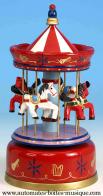 Carrousels musicaux miniatures en bois Carrousel musical miniature en bois : carrousel musical rouge
