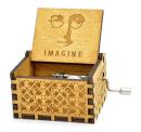 Boîte à musique à manivelle en bois sculpté et gravé: boîte à musique "Imagine"