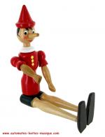 Boîtes à musique animées haut de gamme en bois Pinocchio articulé en bois peint à la main fabriqué en Italie par Bartolucci : Pinocchio sans mécanisme musical (grand modèle)
