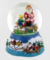 Boules à neige musicales de Noël disponibles sur commande (nous contacter) Boule à neige musicale de Noël: boule à neige avec Père Noël pêcheur