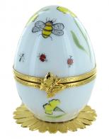 Oeufs musicaux de style Fabergé fabriqués en France Oeuf musical de style Fabergé en porcelaine de Limoges avec abeille - La valse des fleurs