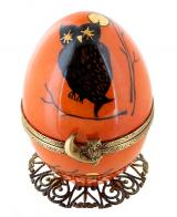 Oeufs musicaux de style Fabergé fabriqués en France Oeuf musical de style Fabergé en porcelaine de Limoges avec hibou - La lettre à Elise
