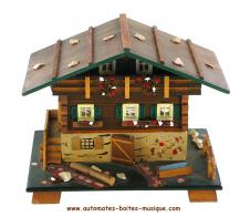 Instruments de musique mécanique anciens (Orgues et boîtes à musique anciens) Boîte à musique chalet musical miniature suisse en bois pour ranger des petits objets: chalet musical "Tiroler Holzhackerbuab'n"
