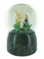 Boules à neige musicales classiques sur commande (Nous contacter) Boule à neige musicale avec globe en verre et base en porcelaine: boule à neige avec elfe et cerf