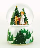Boules à neige musicales de Noël disponibles sur commande (nous contacter) Boule à neige musicale de Noël: boule à neige avec enfant Jésus, faon et petit lièvre