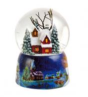 Boules à neige musicales de Noël (en stock) Boule à neige musicale de Noël: boule à neige avec maison enneigée et éclairée