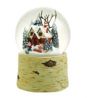 Boules à neige musicales de Noël disponibles sur commande (nous contacter) Boule à neige musicale de Noël: boule à neige avec enfants collectant du bois, maisons éclairées et neige automatique