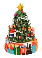 Boîtes à musique sapins de Noël Boîte à musique animée de Noël en forme de sapin de Noël: boîte à musique avec enfants et cadeaux