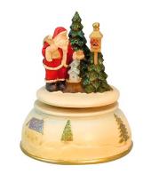 Boîtes à musique sapins de Noël Boîte à musique animée de Noëlen polystone: boîte à musique avec sapin et Père Noël
