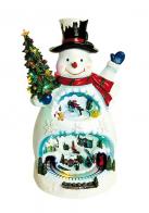 Automates musicaux de Noël (disponibles sur commande) Automate musical de Noël en forme de bonhomme de neige avec lumières et deux scènes hivernales