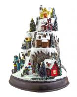 Automates musicaux de Noël (disponibles sur commande) Automate musical de Noël: automate "Village montagnard avec lumières colorées et deux scènes animées"