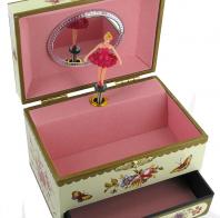 Boîtes à bijoux musicales avec ballerines Boîte à bijoux musicale en bois avec ballerine dansante: boîte à bijoux Trousselier "Valse d'Amélie Poulain""