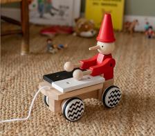 Jouets en bois avec mouvements Jouet mécanique en bois à tirer avec xylophone: jouet mécanique Pinocchio
