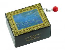 Boîtes à musique à manivelle en carton illustré Boîte à musique à manivelle de 18 notes dans une boîte en carton - Les nymphéas (Claude Monet) - Au clair de la lune