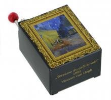 Boîtes à musique à manivelle en carton illustré Boîte à musique à manivelle de 18 notes dans une boîte en carton - Terrasse du café le soir (Vincent van Gogh) - I love Paris