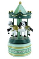 Carrousels musicaux miniatures en bois Carrousel musical miniature en bois avec 3 chevaux de carrousel - Greensleeves