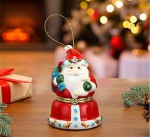 Boules musicales pour sapins de Noël Boule musicale animée Mr Christmas en porcelaine pour sapin de Noël: boule musicale en forme de Père Noël