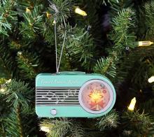 Boules musicales pour sapins de Noël Ornement musical Mr Christmas en forme de radio rétro pour sapin de Noël: ornement musical turquoise avec lumière