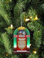 Boules musicales pour sapins de Noël Ornement musical Mr Christmas en forme de Juke-box rétro pour sapin de Noël: ornement musical vert avec lumière