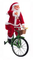 Automates musicaux de Noël (disponibles sur commande) Automate musical de Noël Mr Christmas: Père Noël automate avec clochette sur une bicyclette